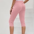 thumbnail image 4 of Audhol Capri Pants for Women, Pants for Women Elastic Waisted Summer Yoga Work Cropped Trousers with Pockets Womens Yoga Pants Pink XL, 4 of 7
