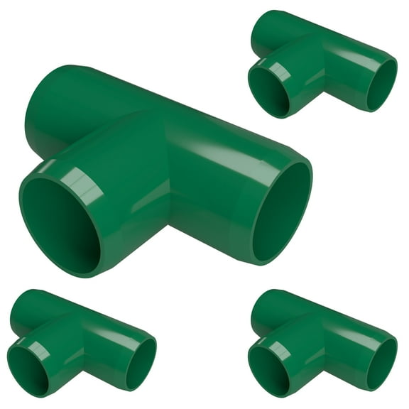 FORMUFIT PVC Fitting, Standard Tee , Furniture Grade, 1" Size, Green, 4-Pack (F001TEE-GR-4)