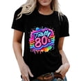 thumbnail image 3 of Trendfront Womens Retro 80s Letter Graphic Tops Crewneck Casual Loose Fit Short Sleeve Tee Trendy Fashion T Shirts Pullover Daily Wear, 3 of 5
