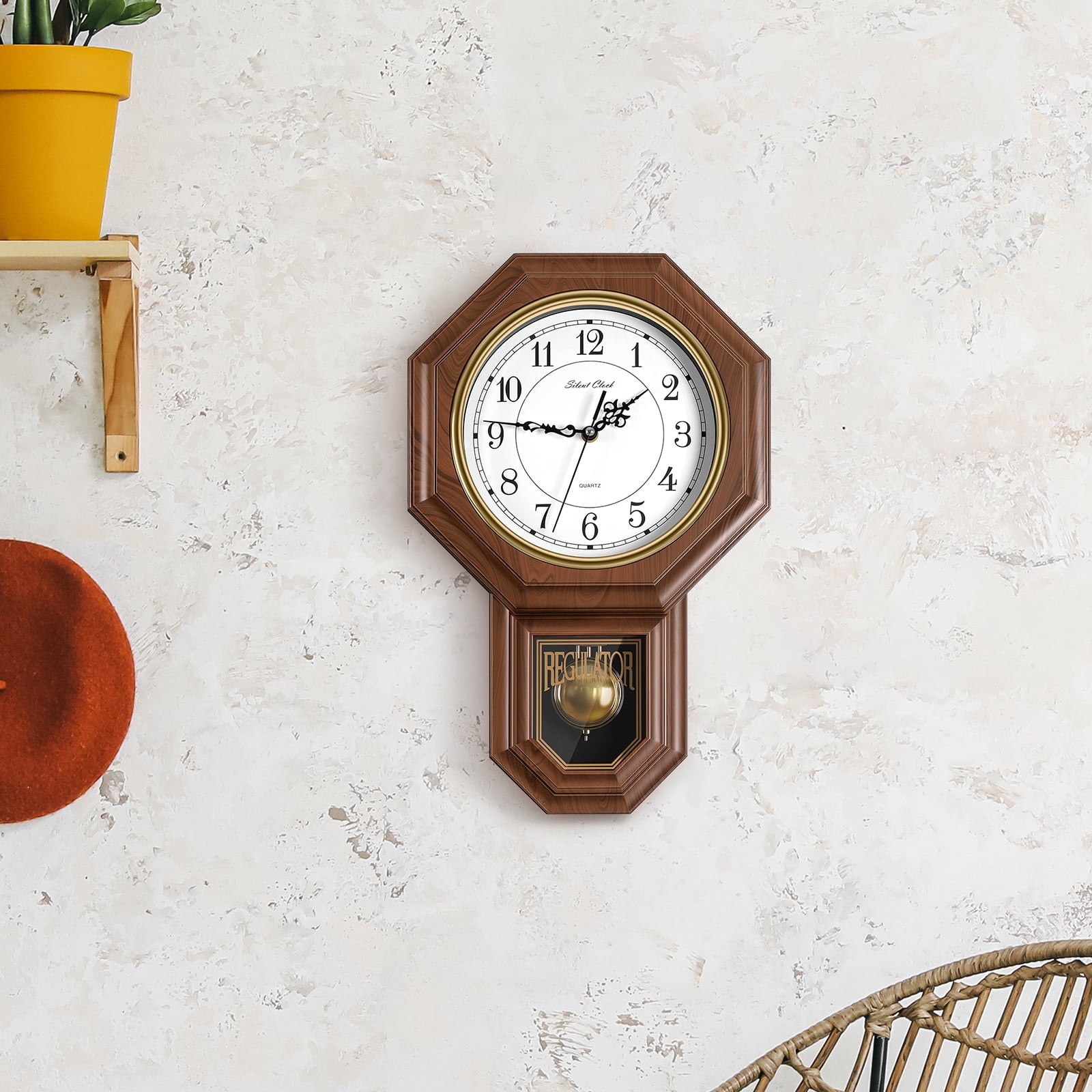 Vintage Quartz Wall Clock 45*30*7CM Brown