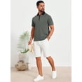 thumbnail image 2 of DARING DIVA Men's Zipper Closure Colorblock Short Sleeve Basic Polo Shirt L Dark Gray, 2 of 7
