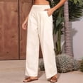 thumbnail image 2 of Women'S High Waist Wide Leg Pants Summer Flowy Beach Casual Pants with Pockets White XL, 2 of 8