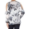 thumbnail image 4 of KOBI $99 Womens New 1457 White Printed Cold Shoulder Long Sleeve Top S B+B, 4 of 4