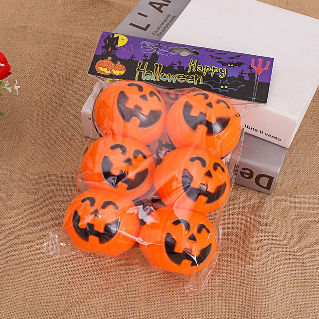 Mini Cubo de calabaza portátil para Halloween para niños, bolsa de soporte para dulces de calabaza, accesorios de Halloween, naranja y negro, 6 piezas