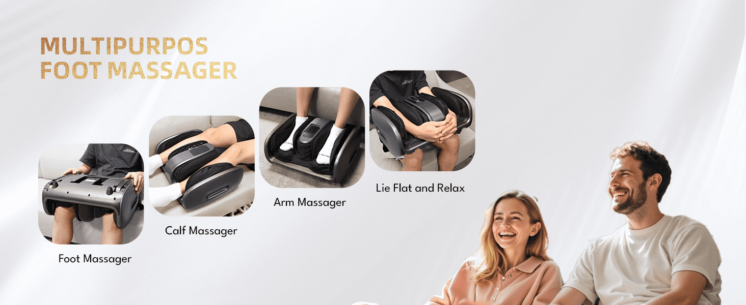 SUMELL Foot Massager- Foot Massager with Heat & Cooling Gel, Adjustable Compression and Deep Kneading for Pain Relief, Silver Grey