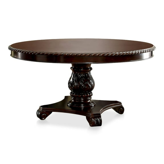 Furniture of America Ramsaran Wood Pedestal Round Dining Table in Brown Cherry