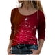 thumbnail image 1 of Blusa de manga larga con cuello redondo y estampado de árbol de Navidad para mujer Pompotops  FGAJ12503, 1 of 5