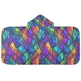 thumbnail image 5 of Yayeee Kids Hooded Towel with Hand Pockets Beach Soft Absorbent Bath Wrap 50 x 23.5 inch, Vibrant Stained Glass Pattern, 5 of 5
