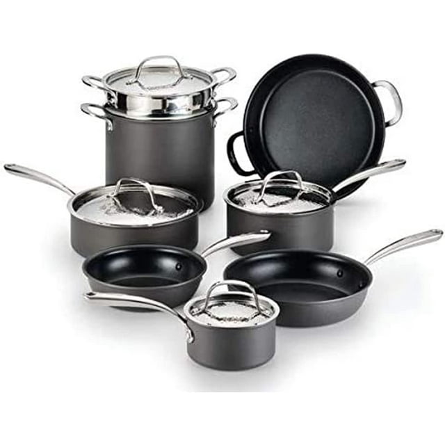 Lagostina Nera Batterie de Cuisine Antiadhésive Anodisée Dure de 12 Pcs