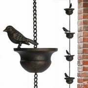 Rain Chains for Gutters Mobile Birds on Cups Rain Chimes 7.8Ft Rain Chimes with Attached Hanger and Birds
