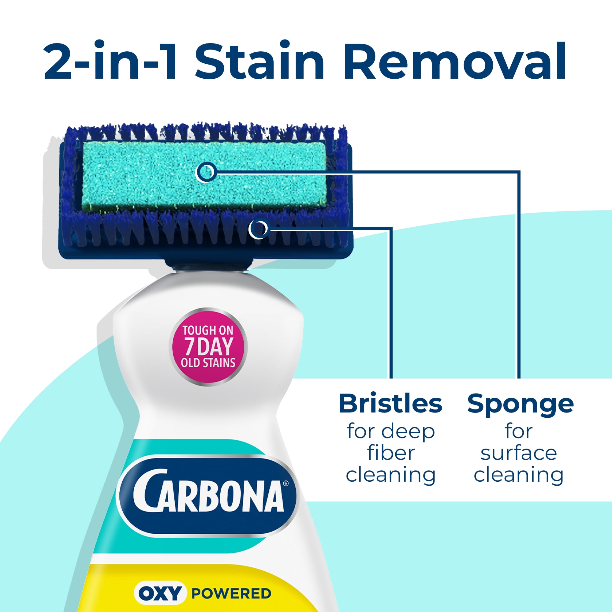 (2 pack) Carbona 2-in-1 Oxy-Powered Pet Carpet Cleaner & Odor Remover, Dual Brush Sponge, 22 Fl Oz