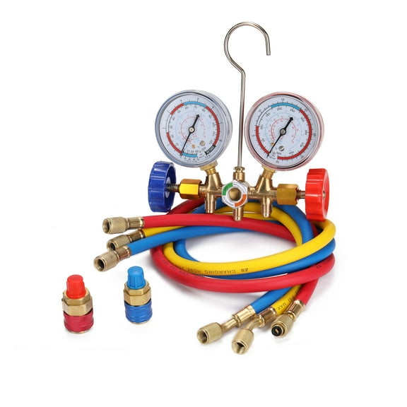 Refrigerant Gauge,With Couplers And Couplers And Adapter R12 R22 R502 R134a R12 R22 3 Way Freon R22 R502 With Way Freon Set Fesjoy Zroven Qudai Car