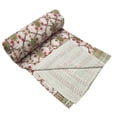 thumbnail image 2 of Vintage Hand Block Printed Kantha Quilt Indian Twin Size Bedspread Bedding Cotton Throw Floral Print, 2 of 5