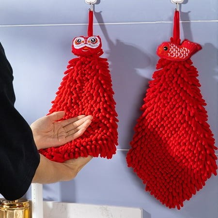 

Soft Touch Thicken Absorbent Quick-Drying Lanyard Handkerchief Towel Festive Rabbit Chenille Baby Hand Towel Bathroom Accessories