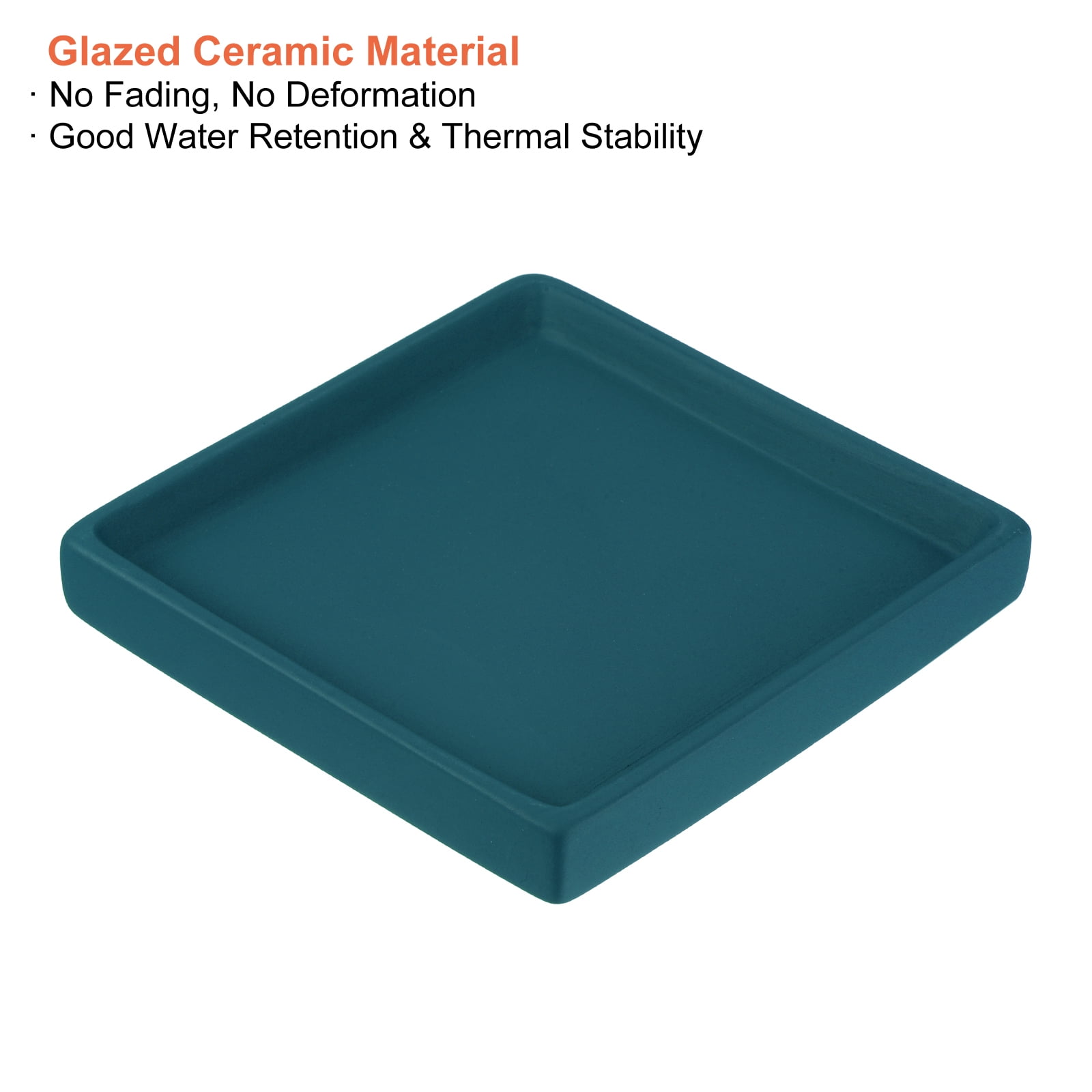 Uxcell 5" Ceramic Square Planter Saucer Flower Pot Drip Tray Coaster, Dark Green 2 Pack