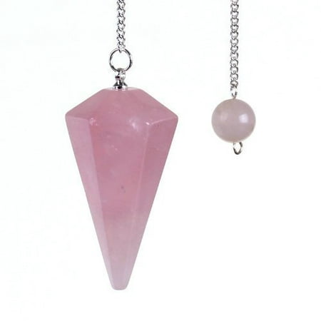 Natural Rose Quartz Crystal Pendulum 12 Facet Reiki
