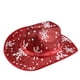 thumbnail image 1 of Sombreros Sombrero de mezclilla rojo navideño para mujer Sombrero de moda Sombrero de mezclilla con copos de nieve brillantes de Papá Noel Sombrero de poliéster para mujer, 1 of 4