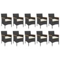 thumbnail image 2 of vidaXL 11 Piece Garden Dining Set with Cushions Black Poly Rattan, 2 of 5