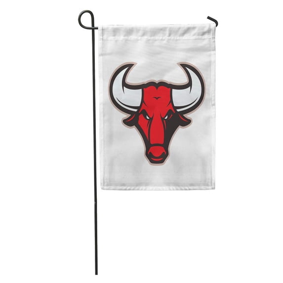 SIDONKU Red Horn Bull Head Mascot Face Front Sport Aggression Aggressive Garden Flag Decorative Flag House Banner 12x18 inch