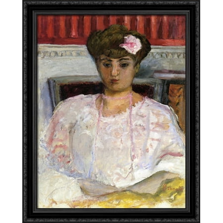 Misia with a Pink Corsage 28x36 Large Black Ornate Wood Framed Canvas Art by Pierre Bonnard