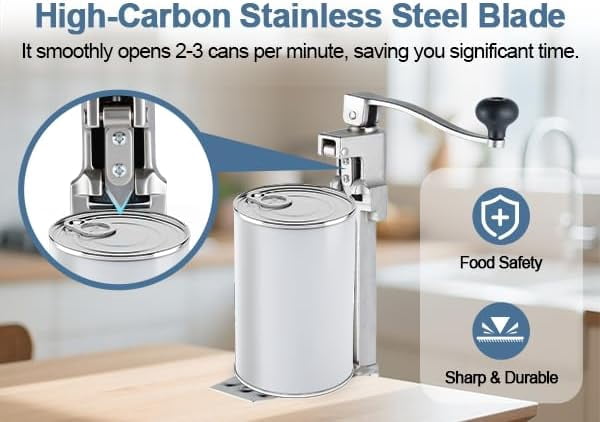 Commercial Can Opener Heavy Duty for Large Cans Industrial Can Openers for Big Cans Manual Stainless Steel Table Can Openers Restaurant Can Opener Up To 11" Tall For Bars Hotel Kitchen