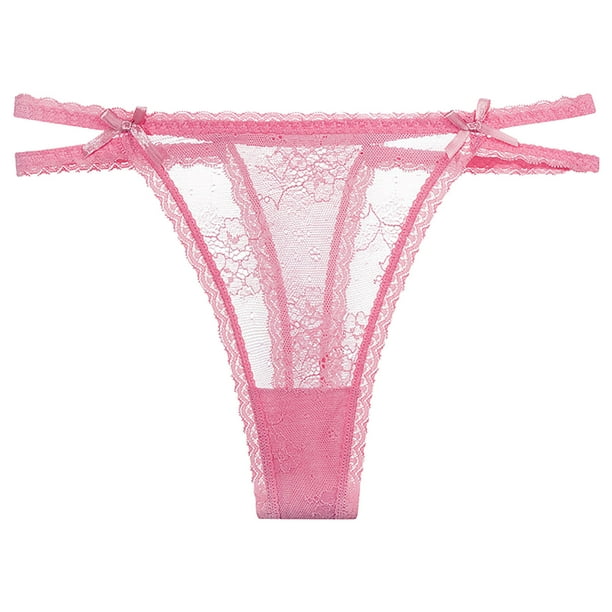 Gibobby Ropa interior mujer algodón Bragas de encaje para mujer Tanga sexy para mujer Pantalones de correa delgada Bragas de cintura(Rosa, XL)