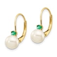 thumbnail image 2 of Auriga 14k Yellow Gold 6-6.5mm Pearl and Emerald Dangle Earrings for Women(L- 15mm, W- 6mm), 2 of 6