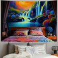 thumbnail image 2 of Awypu Blacklight Fantasy Waterfall Planet Tapestry UV Reactive Nature Tapestry Neon Landscape Mountain Wave Tapestry Wall Hanging 50x40inch, 2 of 6