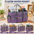thumbnail image 4 of LAVFOX Large Craft Organizer Tote Bag, Portable Art Storage Caddy with Multiple Pockets, Purple, 4 of 7