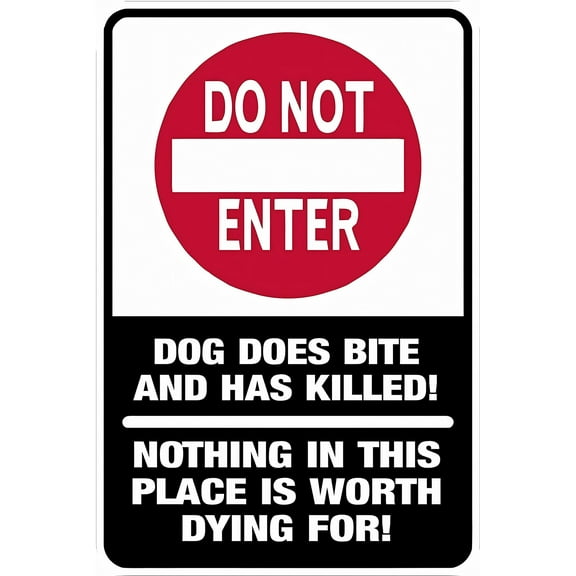 Do Not Enter Dog Bites Tin Sign - 8"x12" Vintage Metal Warning Sign, Pet Safety Decor for Home Farm Bar Coffee Shop Club Residential Yard Outdoor