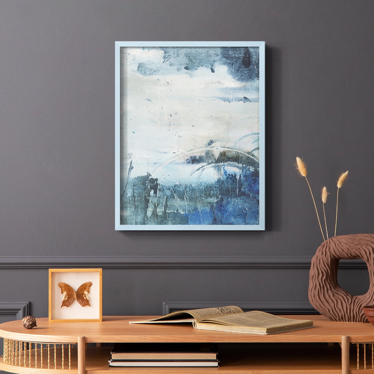 Coastal Seas II Framed Print in Blue Solid Wood Framed Print No Nail Hanging