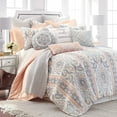 thumbnail image 3 of Levtex Home - Darcy Quilted Euro Shams Set of Two (26 x 26 in.) - Paisley - Grey, Pink, Blue, and White - Reversible - Cotton Fabric, 3 of 3