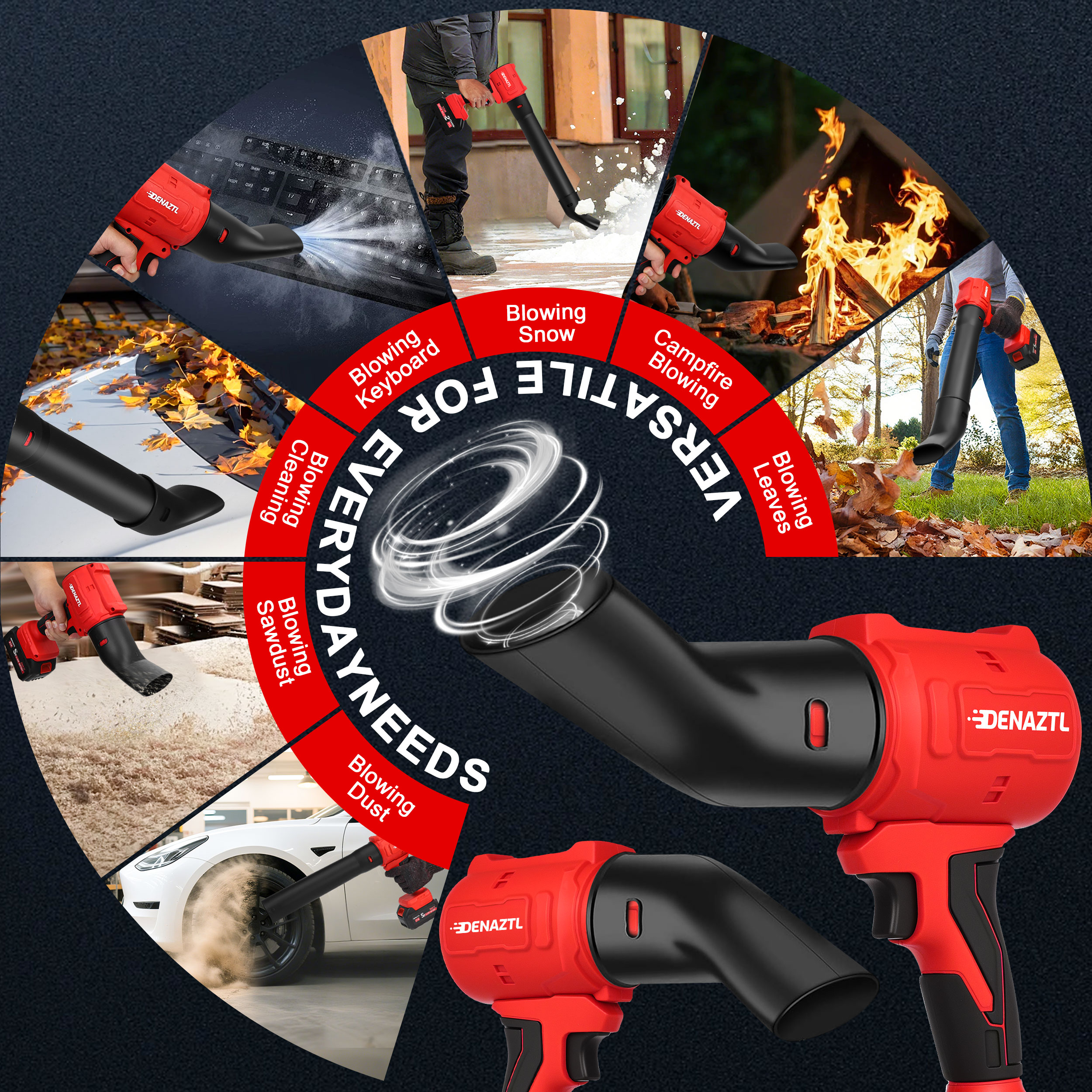 Handheld Cordless Leaf Blower with 2 Batteries, 32000RPM Air Blower with Extended Nozzle, Lightweight Hand Blowers Ideal Gift for Patio Cleaning, Lawn Care & Car Drying