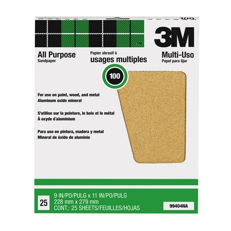 Aluminum And Rust 3M Pro-Pak 99404NA, Aluminum Oxide Sheets for Paint and Rust Removal, 9-Inch by 11-Inch, 100C ()