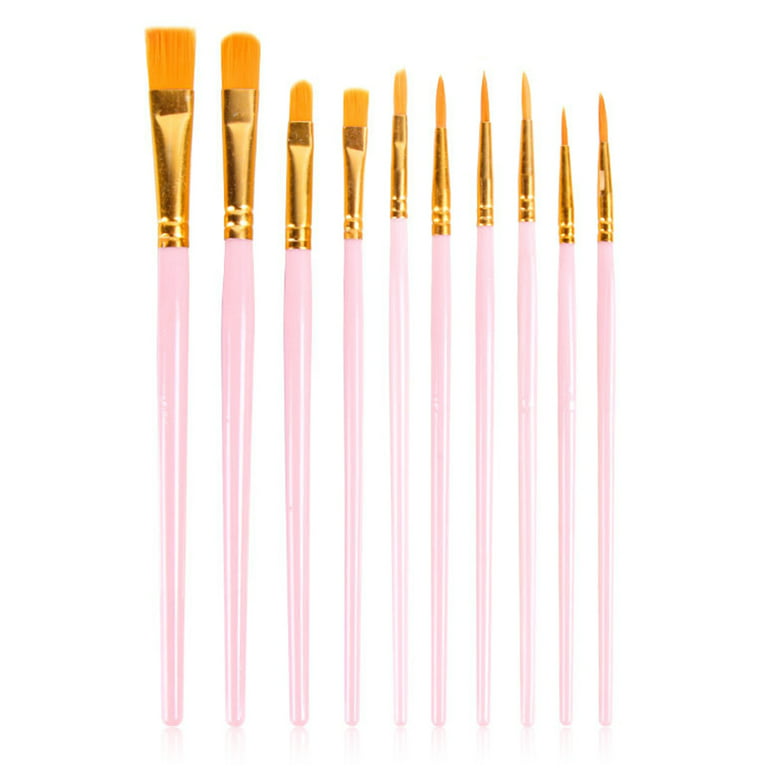 10 Pieces Paint Brushes Watercolor Brush Set Art Glass Paintbrushes Beginners Accessories Professional Artists Supplies Pink