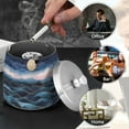 thumbnail image 4 of Yayeee Ashtray with Lid for Cigarette Smokeless Stainless Steel Home Ash Holder, Ocean Waves, 4 of 7