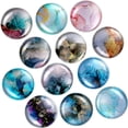 thumbnail image 1 of 12 Pieces Fridge Magnets Colorful Round Glass Refrigerator Magnets for Magnetic Office Cabinet and Whiteboards (Chic Styles), 1 of 7