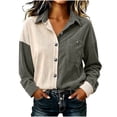 thumbnail image 2 of PFRNLFNo Boundaries Womens Corduroy Button Down Shirts Fall Loose Casual Long Sleeve Tops, 2 of 8