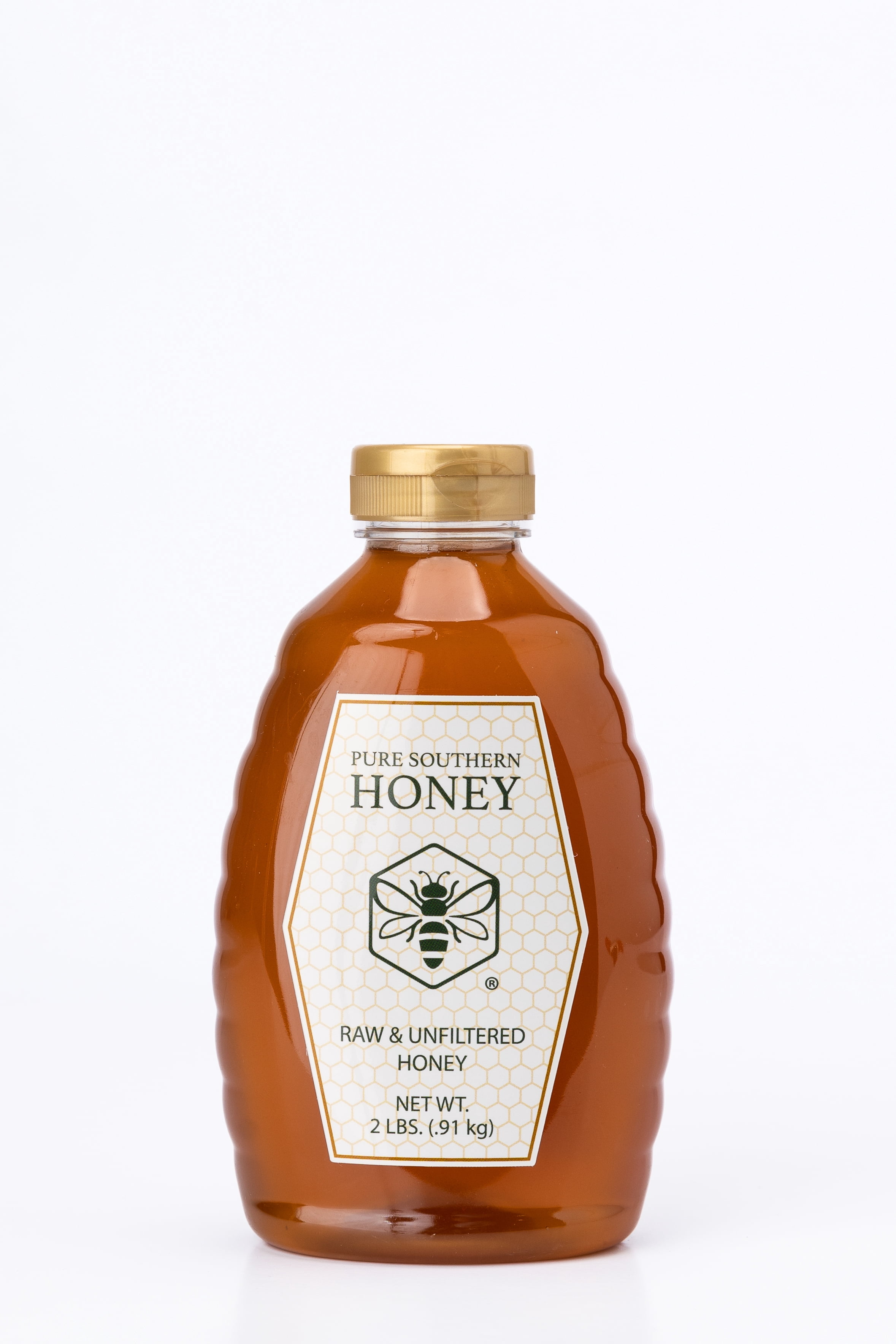 100% USA-Made Raw Unfiltered Honey, Pure Southern Honey [2 lb], All-Natural Sweetener-Squeeze Bottle