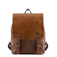 thumbnail image 1 of Mochila de cuero vegano Vintage Laptop Bookbag para Mujeres Hombres, Black Faux Leather Backpack Purse College School Bookbag Weekend Travel Daypack oso de fresa Juguete, 1 of 5
