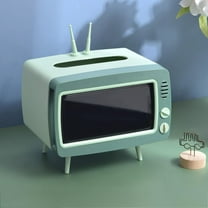 Safeglitz Retro Tv-Shaped Multi-Functional Tissue Box Cover, Cute Square Holder for Smartphones, Toilet Paper & Napkins (Desktop Decor for Room/Bathroom/Kitchen/Dining),Tv Tissue Box A