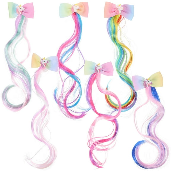 STOBOK 6Pcs Vibrant Colored Hair Extensions Clip on Accessories for Carnivals and Special Events