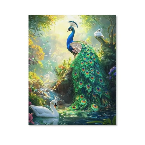 Swan Peacock Poster Canvas- Perfect for Wall Artrations, Dining Room Decor, Bedroom Art, Wall Decor Living Room, Wall Art, Frameless 8x10inch