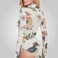 thumbnail image 4 of Christmas Birds and Leaves Women's Bodysuit Jumpsuit Mock Turtle Neck Long Sleeve TopsOne Piece Leotards Shirt Yoga Outfits, 4 of 8
