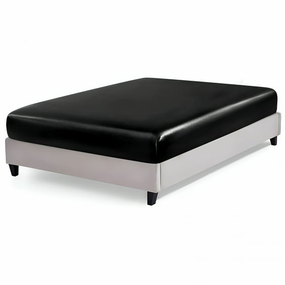 AUQ Silk Satin Queen Fitted Bed Sheet Only,Breathable Deep Pocket Fitted Sheet Non-Fading Fully Elasticized Bed Sheets for Bedroom