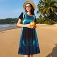 thumbnail image 4 of Haiem Open-Mouthed Shark Pattern Women's Short-Sleeve Scoop Neck Swing Dress, 4 of 6