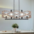 thumbnail image 3 of Wooden Pendant Light 5 Lights with Adjustable Chain Caged Chandelier for Living Room Farmhouse Lighting, 3 of 5