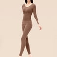 thumbnail image 2 of QQZ Women's Seamless Waffle Knit Thermal Long John Set, Deep U Neck Base Layer Top & Leggings, Moisture-Wicking Heat Retention Two-Piece Suit for Cold Weather Skiing Layering Warmth, 2 of 9