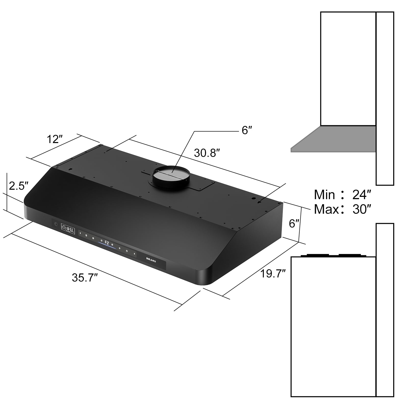 30 In. 900 CFM Ducted Under Cabinet Range Hood In Black Stainless Steel With Dishwasher Filter