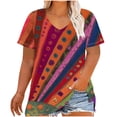 thumbnail image 2 of Plus Size 4X Women's Short Sleeve Tops Sale Under $10 Free Shipping Summer Casual Loose Print Blouse, 2 of 5